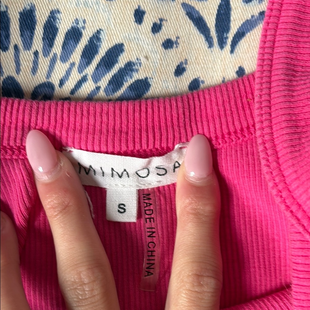 Pink Splash Ribbed Crop Top - Picture 2 of 3
